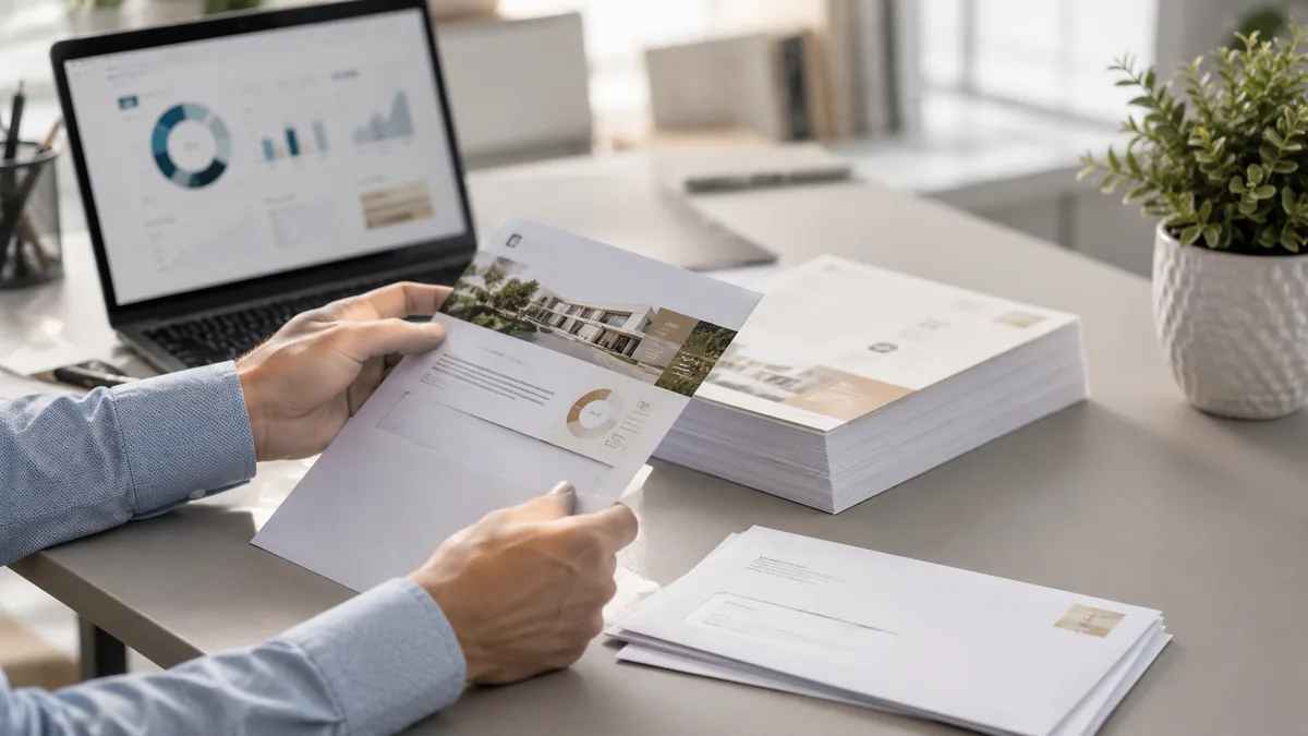 Client final découvrant un dépliant reçu par courrier, sans mention du prestataire